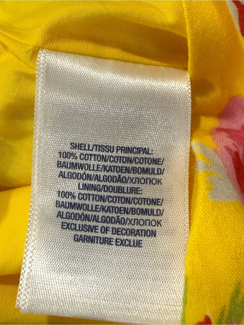 Polo Ralph Lauren Girls Yellow Floral Cotton Dress Striped Sash Size 4 Princess